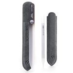 GERMANIKURE Crystal Glass Cuticle Stick & PHILOSOPHER BY NIGHT Nail File Set in Suede Leather Case – Handmade in Czech Republic – Professional Manicure Supplies – Cuticle Pusher,