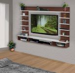 DAS Stark Wall Mount Engineered Wood TV Entertainment Unit/Tv Rack Set to Box Stand with Wall Shelves for Living Room Classic Walnut & Frosty White Finish (Ideal for up to 43") Screen