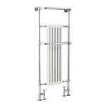 Zamuna Tall Traditional Radiator Victorian Style Bathroom Heated Towel Rail with 6 Column, Floor Mounted Towel Warmer with White Radiator and Chrome Finish Rack, 1500 x 574 mm