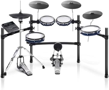 HAMPBACK ACE-360 Electric Drum Set with Double Quite Mesh Electronic Drum Pads, 3x12" Cymbals with Choke, 12" Individual Stand Cymbal, 5" Bass Drum, 52+ Drum Kits and 918 Sounds, Bluetooth Connection