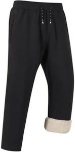 Gihuo Men's Winter Warm Fleece Pants Sherpa Fleece Lined Jogger Pants Sweatpant Athletic Running Straight Cuff Pants (Black, X-Large)