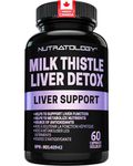 Nutratology® Milk Thistle Liver Detox Supplement | Canadian Made | Helps Support Liver Function | Formulated With Milk Thistle Extract, Artichoke, Dandelion & Turmeric For Maximum Efficacy - 60 Caps