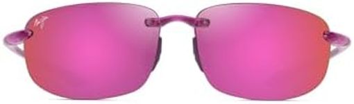 Maui Jim Men's & Women's Hookipa Polarized Rectangle Sunglasses, Shiny Trans Cyclamen Pink/Maui Sunrise Polarized, Medium Fit