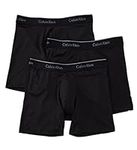 Calvin Klein Men's Microfiber Stretch 3-Pack Boxer Brief, Black, Medium