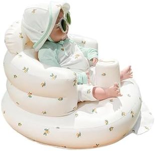 Inflatable Baby Seat for Babies 3 Months & Up, Baby Floor Seats for Sitting Up, Baby Seats for Infants, Blow Up Baby Chair with Built in Air Pump (Olive Flower)