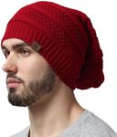 Tough Headwear Slouchy Beanie Hats for Women, Oversized Mens Beanie Hat, Knitted Beanie, Running Gear for Men,Womens Fall Hat Maroon