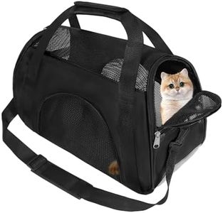 Soft Sided Comfort Cat Carrier，Portable Foldable Pet Travel Carriers Bag For Puppy/Dog With Shoulder Strap & Removable Mat，Durable Cats Basket Airline Approved(Black,M)