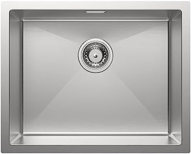 Auralum Evier Cuisine inox 55x44cm, évier cuisine 1 bac mit Siphon, Drain and overflow fittings, lavabo cuisine adapté à Sous Plan, Poser ou Encastrée