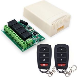 QIACHIP Interruttore di controllo remoto wireless DC 12V 24V 4CH 10A Ricevitore relè a radiocomando a 4 canali 433Mhz con 2 trasmettitori RF, per luci, porta del garage, motore