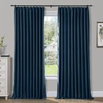 ChadMade Pinch Pleat 52W x 63L Inch Solid Blackout Patio Door Curtain Panel Drape for Traverse Rod and Track, Navy (1 Panel)