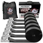 Cartman 1" x 12' Lashing Straps Cargo Tie-Down Strap Up to 600lbs, 6pk in Carry Bag, Black