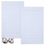 TEXTILOM Luxury 2 Pack Banded Cotton Bath Mats for Bathroom Floor [ Hotel, Spa, Tub, Shower Bath Mat Floor Towel Set ], Machine Washable & Soft & Absorbent & Quick Dry (20''x34'')- White