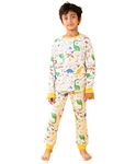 ANTHRILO Summer Pyjama Set for Boys | 100% Cotton, Skin Friendly Fabric | Pyjama Set for Boys | Casual Wear |Raining Dinosaur Thermal Pyjama Set - Off White 8-9 Years