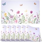 100 Pack Disposable Spring Summer Floral Paper Place Mats 11 x 17 Inch Disposable Placement Mats for Dining Table Bulk Rectangle Colored Butterflies Flowers Charger Place Mat for Summer Flower