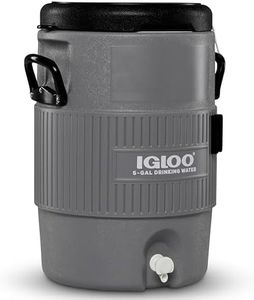 Igloo 5 Gallon Portable Sports Cooler Water Beverage Dispenser with Flat Seat Lid, Insulated Beverage Dispenser, Grey/Black