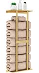 STWWO Bathroom Towel Storage Rack, 30 inch Towel Racks Wall Mounted with Shelf Can Holds 6 Large Towels, Wall Towel Rack for Rolled Towels, Gold