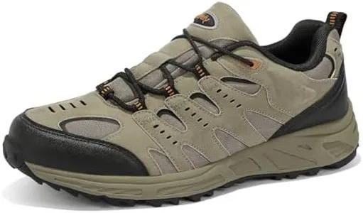 Kricely Men's Lightweight Hiking Shoes Waterproof Suede Water Resistant Anti Slip Trekking Shoes Low Top Trails Running Sneakers for Outdoor Trailing Camping Backpacking Walking Khaki Size 10