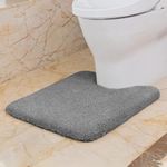 VANZAVANZU Non Slip Toilet Mat Thickened Pedestal Mat for Toilet Absorbent Ultra Soft Bathroom Toilet Rug Fluffy Microfiber Bath Mat, Quick-drying, Machine Washable - 50 x 60cm U Shape (Dark Gray)