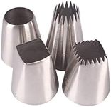 Piping Nozzle Set Large Tips with French Star Nozzle for Eclairs Churros Meringue,Square Icing Tip & Extra Large Round Icing Nozzle for Cake Cupcake Cookie Decorating