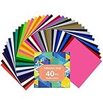 Permanent Vinyl HTVRONT Adhesive Vinyl Sheets, 40 Sheets 12" x 12" Permanent Vinyl Sheets Bundle for Cups, Decals, DIY Craft Projects