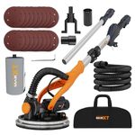 MAXXT Drywall Sander Electric Foldable Wall Sander with Vacuum Dust Real self-Priming System LED Light Telescopic Handle Variable Speed 6.5A Motor six 9-inch Sanding Discs dust Bag