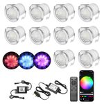 INDARUN RGB WiFi Led Decking Lights Waterproof IP67 Ø30MM - Led Plinth Lights for Terrace/Patio/Path/Wall/Garden/Decoration, 10 Packs