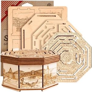 ESC WELT Secret Maze Box en Bois Puzzle 3D - Boîte Cadeau Créative pour de l'argent, Bons, Cartes Cadeaux - Jeu de Boîte en Bois 3-en-1 - Boîte Cadeau pour Adolescents et Adultes - Puzzle en Bois 3D