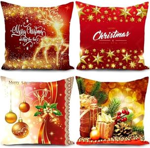 HUASHUZI Fundas Cojines Navidad Juego de 4 Funda de Almohadas Decoracion Navidad hogar decoración navideña Funda de cojín Navidad Christmas Decorations Xmas Cushion Covers Pillow 40 x 40 cm