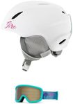 Giro Launch MIPS Combo Pack Ski Helmet - Snowboarding Helmet with Matching Goggles Matte White/Screaming Teal Chroma Dot XS (48.5-52cm)