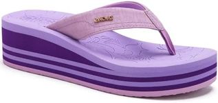 ONCAI Women’s Platform Flip Flops Trendy Dressy Womans Summer Sandals with Comfortable Flatform Arch Support Walking Outdoor Rubber Soles Purple size 7