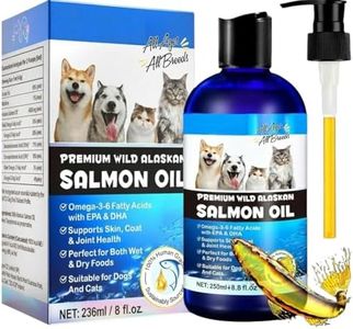 Wild Alaskan Salmon Oil for Dogs & Cats – Omega 3 & 6 Fish Oil Supplement – Cold-Pressed, Natural EPA + DHA – Supports Healthy Skin, Shiny Coat & Overall Wellness – 236ml