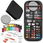 KEYHOT Small Sewing Kit Basic - 72 Pcs Basic Sewing Kit For Adults Beginner Travel Home Sewing Accessories Kit Contains Sewing Needles Thread Scissors Measure Tape Thimble Etc（BLACK）