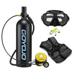 GOYOJO Scuba Tank Kit Portable, 2L Mini Diving Tank Pump Adult with Aluminum Hard Case and Snorkel Mask, for Underwater Exploration Emergency Rescue Work, 3 Inflatable Ways DOT Certification Black