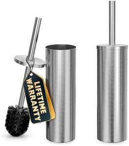 2 Pcs Stylish Stainless Steel Toilet Brush and Holder Set - Silver Toilet Bowl Brush and Holder with Splash Cover, Sturdy Bristles, Corrosion & Scratch Resistant - Elegant Design, Effective Cleaning