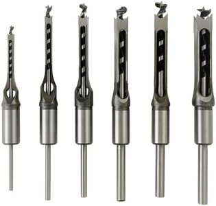 AeKeatDa 6pcs Square Hole Mortise Chisel Drill Bit Tools, 5/8" 9/16" 1/2" 3/8" 5/16" 1/4" for Precise Woodworking