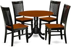 5 Pc Dinette set with a Dining Table and 4 Wood Seat Dining Chairs in Black and Cherry