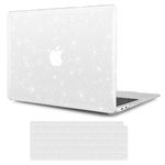 KEROM Clear Glitter Case for MacBook Air 13 inch 2022-2018 M1 A2337 A2179 A1932, MacBook Air M1 Case, Sparkly Shining Bling Plastic Hard Shell & Keyboard Cover for Mac Air 13 2018-2022, Glitter Clear
