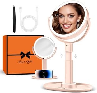 B Beauty Planet Makeup Mirror with Lights, Lighted Magnifying Mirror 20X with 3 Lighting and Adjustable Brightness, 2-Sided Height Adjustable Vanity Mirror for Bathroom, Gifts for Women Pink
