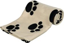 TRIXIE Beany Warm & Cosy Fleece Blanket for Cats and Dogs Suitable for Allergy Sufferers During Winters - 100 × 70 cm, Beige