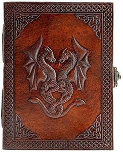 Komal's Passion Leather Handmade Leather Double Dragon Journal/Writing Notebook Diary/Bound Daily Notepad For Men & Women Unlined Paper Medium, Writing Pad Journal For Artist, Sketch (8 X 6, Brown)