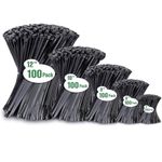 BESTIN Self-Locking Black Nylon Tie Wraps Pack of 600 PCS 4+6+8+10+12-Inch Nylon Cable Ties - 40lbs Tensile Strength - Heavy Duty Zip Ties for Indoor and Outdoor use.