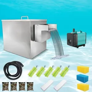 Carefree Fish Pond Koi Filter Box All Stainless Steel 1000~3000 Gal Large Garden Water Waterfall Filtration Outdoor Horse Equipment System with Water Pump and Accesories (Patent No.: US D1,067,273 S)