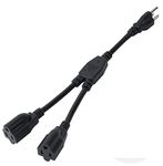 Power Cord Extension and Splitter NEMA 5-15P 2 X NEMA 5-15R with 18AWG 2 Way Power Cord Splitter 3 Prong 1 to 2 Outlet Power Cable Strip for Kitchen Home Office 1.2 Feet