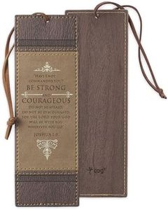 Be Strong and Courageous Two-Tone Brown LuxLeather PageMarker/Bookmark, Joshua 1:9 (4.99)