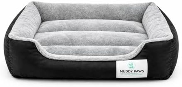 MUDDY PAWS Reversible Sofa Style Dog Bed – Large (68 x 53 x 22 cm) – Plush Fur Surface, Removable Cushion & Anti-Skid Base – Grey & Black