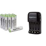 Amazon Basics AAA Pre-Charged Rechargeable Batteries 800 mAh [Pack of 12] (Packaging may vary) & Ni-MH AA & AAA Battery Charger With USB Port