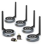 AIMIBO Wireless HDMI Transmitter and 4 Receivers, 5.8G @60Hz, Plug & Play HDMI Wireless Multiple TVs Extender for Streaming Video/Audio from Laptop, Camera, TV Box to TVs, Projectors, Monitors -165FT