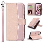 ULAK Compatible with iPhone 14 Wallet Case for Women, Premium PU Leather Flip Cover with Card Holder and Kickstand Feature Protective Phone Case Designed for iPhone 14 2022 6.1 Inch, Rose Red