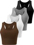 Star Vibe 4 Pack Gym Vests for Women Cotton Crop Tops for Women Yoga top Ladies Vest Sports top Black/Dark Grey/White/Coffee XL