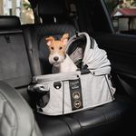 FikaGO Sway, Dog Car Seat, Car Seat & Carrier for Small & Medium Sized Dogs, Small Dog Car Seat Booster, Pet Booster Seat, Doggy Carseat, Cat Carrier, Puppy Car Seat, Car Dog Bed - Gray Husky